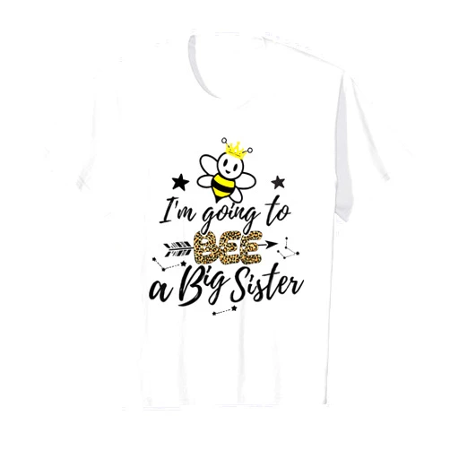 Promoted to Big Sister 2024 Cute Bee Leopard Print Kids I'm Going To Be a Big Sister 2024 Cute Bee Leopard Girls T-Shirt