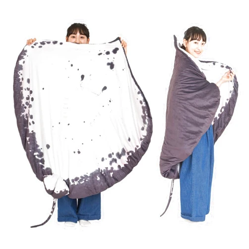 Furvana Manta Ray Stuffed Animal Stingray Blanket, Wearable Blanket, Manta Ray Plush Stuffed Stingray, Soft Cozy Ray Throw Cloak Wrap Gifts for Women Adults and Kids Christmas