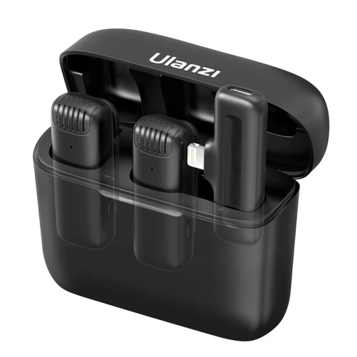 ULANZI J12 Wireless Lavalier Microphone for iPhone iPad, 2-in-1 Plug-Play Mic with Charging Case for Phone Video Recording, 65ft Transmission Range
