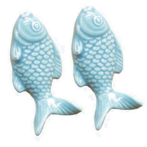 FirstDecor 2PCS 55mm Blue Cute Fish Shape Ceramic Door Knob Handle Pull-Kid's Room Great & Fun Decor Pull Knobs for Cupboard/Cabinet/Wardrobe/Drawer/Bathroom 7 Colors Available