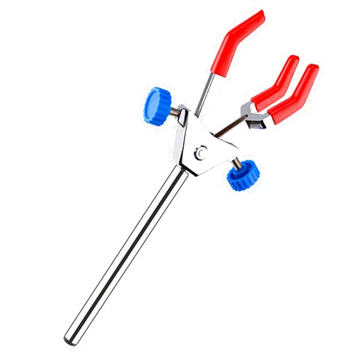 stonylab 3 Prong Dual Adjustable Clamp, Sturdy 3 Prong Multipurpose Swivel Clamp Finger Style Lab Extension Clamp Lab Accessory