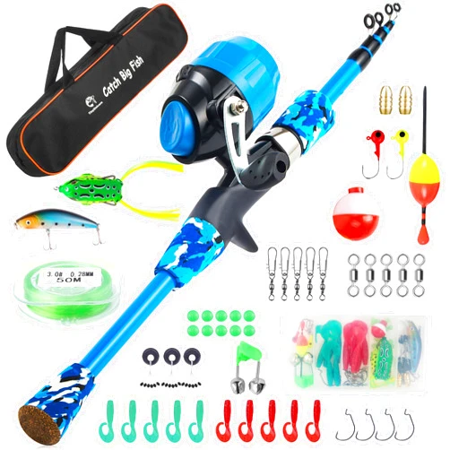 TINYUNICORN Kids Fishing Pole Kit Set，Portable Telescopic Fishing Rod and Reel Combo Full Kits for Boys, Girls, Beginner, Youth