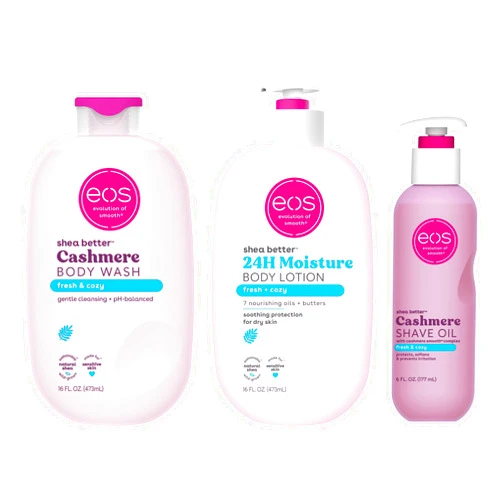 eos Shower Essentials Bundle- Body Lotion, Body Wash, Shave Oil - Fresh & Cozy