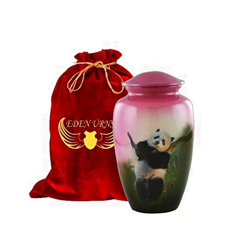 EDEN URNS Giant Panda Cremation Urns for Human Ashes Adult for Funeral, Burial, Niche, or Columbarium Cremation (Aluminum)