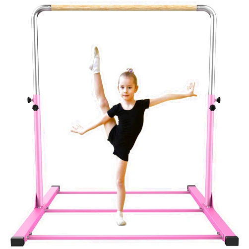 SHIWEI Gymnastics Training Bar- Height Adjustable 3' to 5' Horizontal Kip Bar for Kids