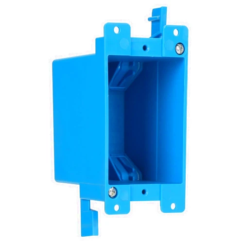 YQXIUTE XIUTE 1-Gang High Grade of PVC Old Work Standard Switch/Outlet Wall Electrical Box,Blue，14 Cubic Inch Junction Box,Adjustable Mounting Tabs，ETL