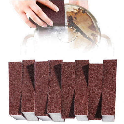 Krisler 8pc Carborundum Sponge Nano Emery Sponges Caspian Stone Pot Clean Brush Rust Eraser Grit Scouring Pads Pot Cleaning Pads with Carborundum Washing Kitchen Cleaner Tool(thickness-1inch)