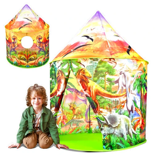 BELLOCHIDDO Dinosaur Tent, Kids Tent for 3 4 5 6 7 8 9 10 Years Old Boys, Dinosaur Pop Up Tent Playhouse for Indoor & Outdoor Play, Birthday Gifts for Toddlers Boys and Kids