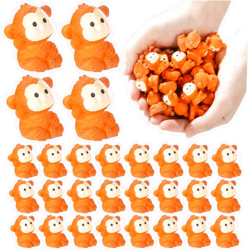 Toyosport 50 Pcs Mini Resin Monkey Figurine, Cute Jungle Animal Resin Miniature Ornaments for Micro Landscape, Fairy Garden, Cake Decor, Bookcase and Aquarium, Terrarium Accessories Bulk Set