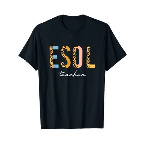 ESOL Teacher First Day Of School Back To School NP ESOL Teacher Squad Back To School Leopard Print ESL Teacher T-Shirt