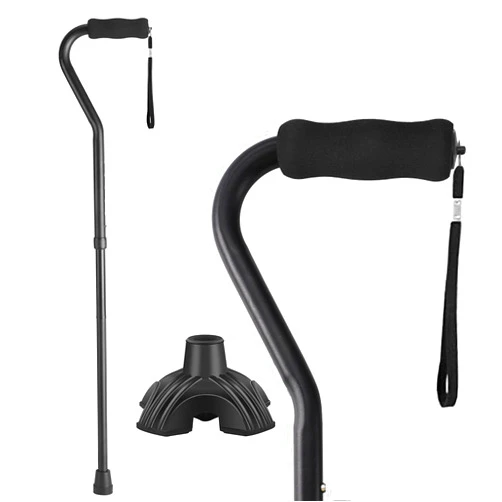YOKABOZE Walking Cane for Women & Men, Folding Cane Lightweight with Offset Handle, Adjustable Walking Stick for Seniors Mobility Balance, Small Base, 32-37