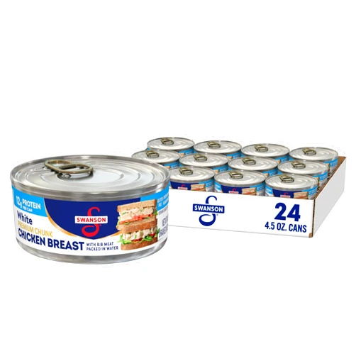 SWANSON S Swanson White Premium Chunk Canned Chicken Breast in Water, Fully Cooked Chicken, 4.5 OZ Can (Case of 24)