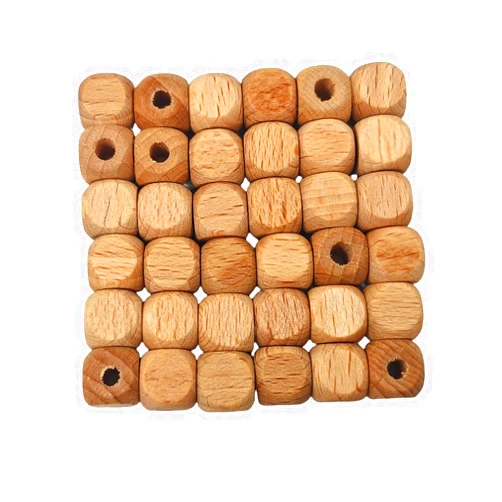 ARAKIERST 100pcs Blank Cube Wooden Square Beads for Keychain 10mm Natural Beech Wood Beads with Hole for Jewelry Craft Making DIY Home Decoration Product