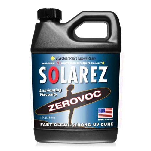 Solarez UV Cure ZEROVOC Low Viscosity Epoxy Resin (Pint) Tough, Yet Flexible, Non-Yellowing, Cures in 3 Mins! ~ Epoxy, Poly and Styrofoam Safe! Fast Fiberglass Wetting! Eco Friendly! Made in The USA!