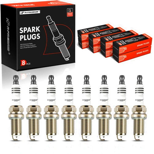 A-Premium Iridium Platinum Spark Plugs Compatible with Land Rover Range Rover 2006-2009, Range Rover Sport 2006-2009, LR3 2005-2009 & Jaguar XF, XJ8, XJR, XK, XK8, XKR, S-Type, Super, Pack of 8