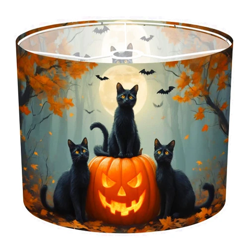 DERUINVAIO Lamp Shades Halloween Black Cat Dark Academia Spooky Pumpkin Vintage Gothic Lampshades Boho 1 Pack Light Shade for Table Lamps Floor Lamps Drum Lamp Shades Easy Assembly