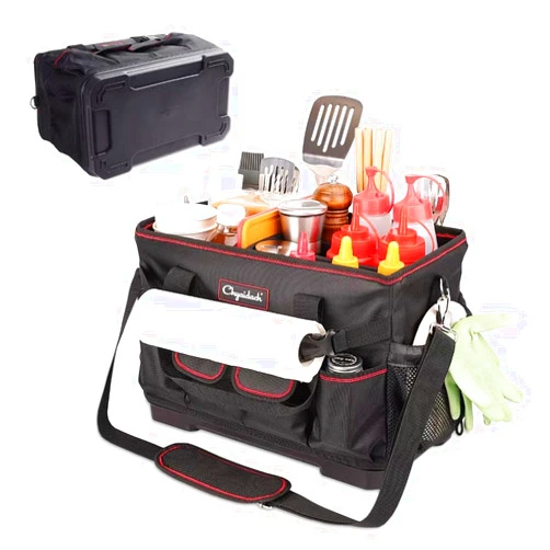 Chyaidach Large Grill Caddy with Hard Bottom, Portable Foldable Griddle Organizer for Blackstone Accessories, Tailgate Essentials, Perfect for Outdoor Grilling, RV, Camping & Grill Gifts for Men