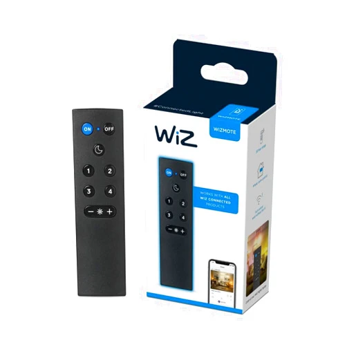 WiZ Connected WiZ Remote - Pack of 1 - Works With All WiZ Connected Products - Turn Lights On or Off, Brighten or Dim The Room - Control with WiZ Connected App or Voice Assistant - No Hub Required - Black