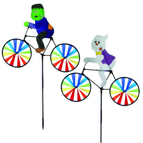Jremreo 2 Pack 20 Inches Halloween Witch & Zombie Bike Spinner Decorations Pinwheels with Stakes Windmill Wind Spinners Outdoor for Yard Garden Lawn, Large Pin Wheels Halloween Accessories Gifts