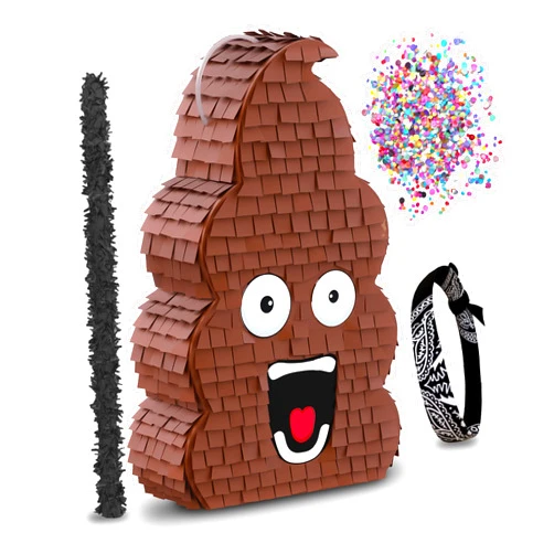 Jergrim Funny Poop Piñata 4-Piece Set perfect for Birthday Parties, Decorations, Emoticon Parties, Fun shape, Great Party Addition for kids, teens, and adults (17”X10”) durable!