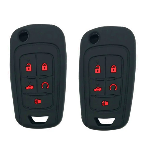 Grakest 2PCS Silicone Protector Key Fob Cover fit for 2010 2011 2012 2013 2014 Chevy Chevrolet Camaro Cruze Malibu Equinox Sonic Impala Keyless Entry Remote Key Fob