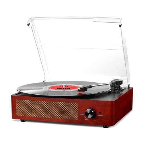 Cotsoco Vinyl Record Player 3-Speed Bluetooth Suitcase Portable Belt-Driven Record Player with Built-in Speakers RCA Line Out AUX in Headphone Jack Vintage Turntable Brown Coffee