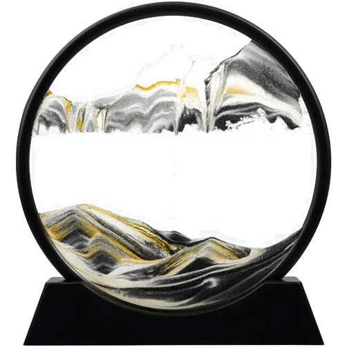 Twohua Moving Sand Art: 3D Sand Picture Moving Sand Art Liquid Motion Hourglass Deep Sea Sandscape Flow Sand Painting Sandalier,Office Desk Decor Desk Toys (7'', Black)