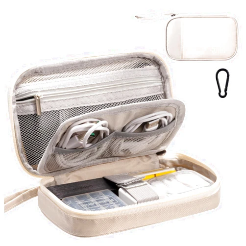 OrgaWise Electronics Organizer, OrgaWise Electronic Accessories Bag Storage Case Travel Waterproof Bag for Phones, Cables, Chargers (S2-Beige)