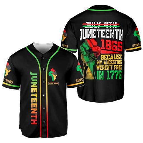 Generic AOVL Custom Juneteenth Baseball Jersey Shirt Flag Independence Day Freeish Since 1865 Black History Month Pride Freeish Shirt