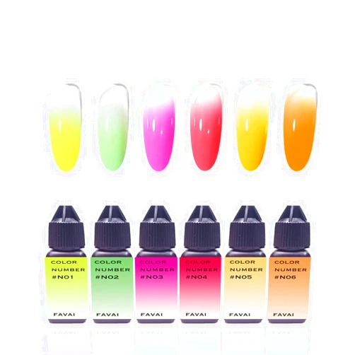 FAVAI Airbrush Neon Gel Nail Polish Air Gel Set 6 Neon colors Bright Orange Hot Pink Yellow Green Purple Spring Summer Collection 15ml / 0.5 Fl Oz Long Lasting
