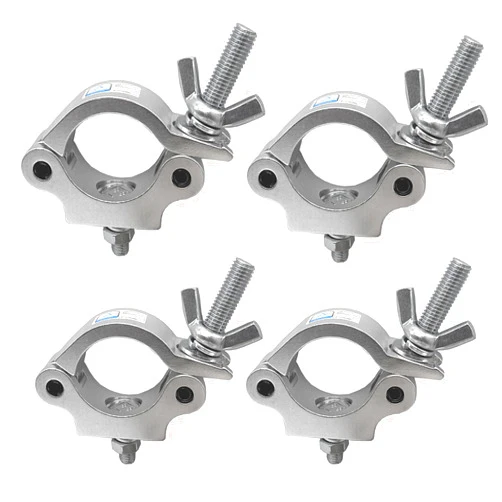 JINWOKEJI Truss Clamp, Heavy Duty 550 LB Premium Aluminum Alloy O Clamp for Par Spot Lights Clamps Fit for 42-52mm/1.65-2.04’’ OD Tube/Pipe Stage Lighting Clamp,Silver, (Pack of 4)