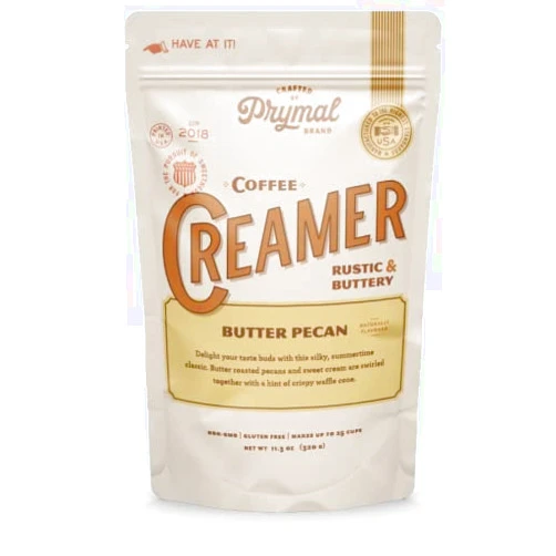 PRYMAL Coffee Creamer - Keto, Sugar Free, Non Dairy, Low Carb (Butter Pecan) Non Refrigerated Powder with MCT oil 11.3oz Bag