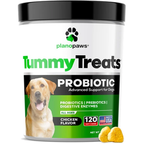 Planopaws Probiotics for Dogs Digestive Health - Dog Probiotics and Digestive Enzymes - Allergy Relief for Dogs - Probiotic for Dogs Gut Health - Puppy Probiotic Tummy Treats - 120 Dog Probiotic Chews