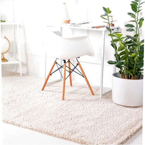 Rugs.com Soft Solid Shag Collection Area Rug – 2x3 Oatmeal Beige Shag Rug Perfect for Entryways, Kitchens, Breakfast Nooks, Accent Pieces