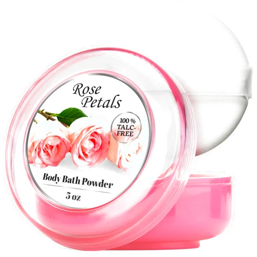 R-NEU Body Powder for Women with Powder Puff, 100% Talc-Free, Elegant Rose Petals Scented Dusting Powder, After Bath for Soft Skin, Extra Large, 1 Pack (5oz)
