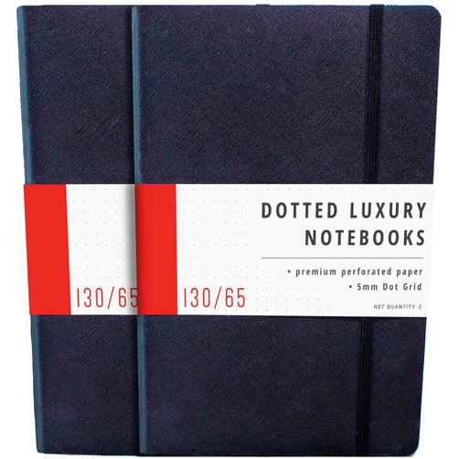 Papercode Bullet Journal Notebook - 2 Pack Luxury Soft Cover Dotted Journal - 130 Perforated Pages, Black