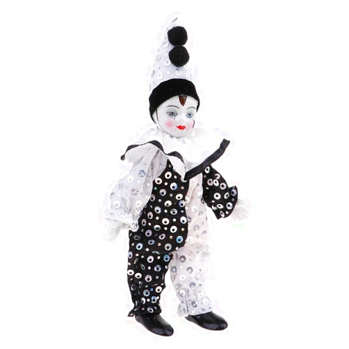 DYNWAVE 9inch Clown Doll - can Sitting & Standing, Hand Painted Harlequin Doll Display Decoration,Valentin Gift