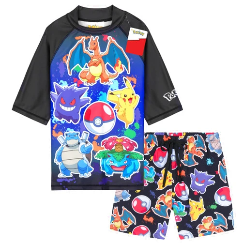 Get Trend Minecraft |Pokemon Swim Suits Rash Guard Bathing Suit Set 2 Pcs Holiday Essentials Pool