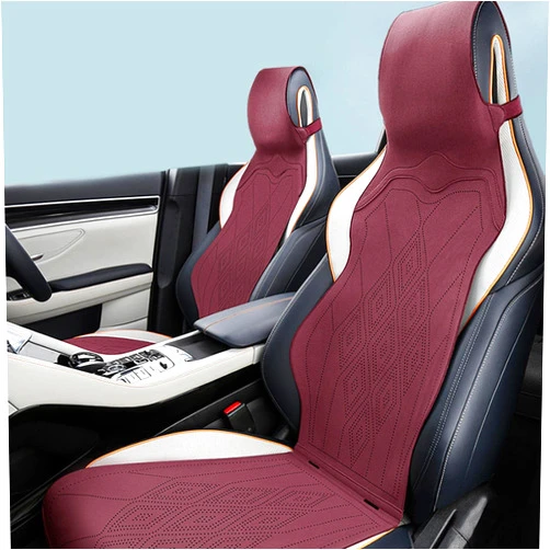 LAVLEM Car Seat Cover Compatible with Lotus Evora Emira Waterproof PU Leather Sports Seat Cushion Suede Vehicle Cushion Comfortable Breathable Double Sided Use (Color : Red, Size : Emira)