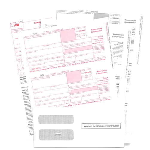 NextDayLabels 1099-NEC Forms for 2024, 4-Part Tax Forms, Vendor Kit of 25 Laser Forms and 25 Self-Seal Envelopes, Forms Designed for QuickBooks and Other Accounting Software