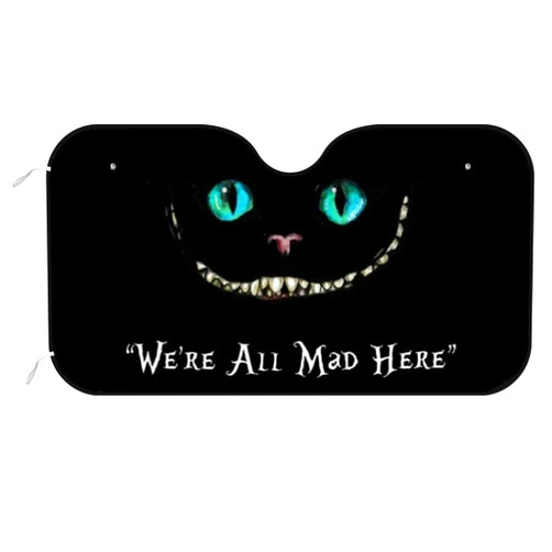 Hapkoke We're All Mad Here Alice in Wonderland Auto Windshield Sunshades Car Sunshades UV Protect Foldable Auto Window Sunshade Universal Fit for Car Auto Sedan Truck SUV
