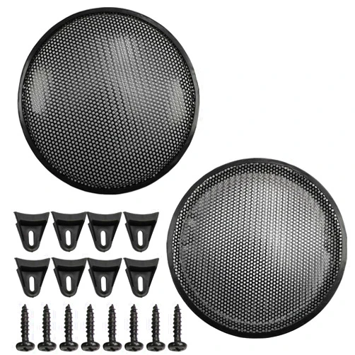 Fielect 2Pcs 12 inch Speaker Grill Cover Mesh Car Audio SubWoofer Grille Waffle Grill Cover Guard Protector Grille Black
