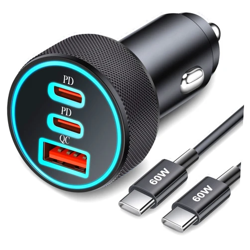 KENHAO 67W 3-Port Super Fast Type C Car Charger USB C for Samsung Galaxy S25 S24 S23 S22 S21 Ultra A54 A53 A15, iPhone 16/15 Pro Max, Android, PD/QC Car Adapter Accessories for Men Women + 3FT USB-C Cable
