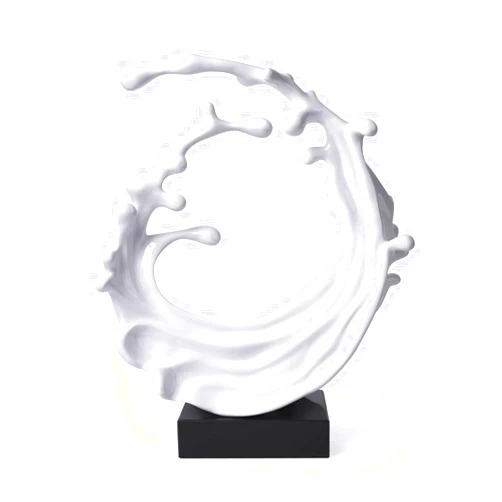 NENBOLEC Abstract Sculpture Decor Modern Arts Sea Wave Figurine Table Centerpiece Statue Polyresin White 16.5 inch