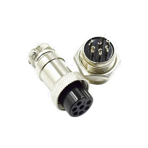 Hxchen 7 Pin Metal Male Female Panel Connector 16mm GX16-7P Silver Aviation Plug - (2 Sets)