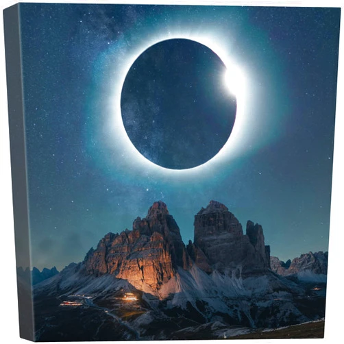 SIGNWIN Canvas Print Wall Art Solar Eclipse Starlight Moon Over Winter Canyon Astronomy & Space Nature Photography Modern Art Rustic Landscape Colorful Sky for Living Room, Bedroom, Office - 24