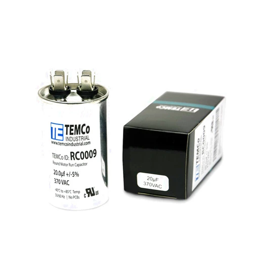 TEMCo Industrial TEMCo 20 uf/MFD 370 VAC Volts Round Run Capacitor 50/60 Hz AC Electric - Lot -1 (Optional uf/MFD, Voltage and Lot Quantities Available)