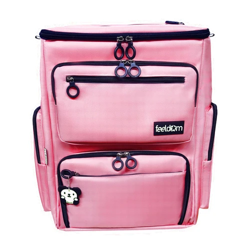 FEELDOM MAX - Deluxe Wheelchair Bag, Water Resistant, Storage Space, Durable, Thickly Padded Nylon, Premium Quality, EZ Access (Rose Pink/Magenta Lining, Large)