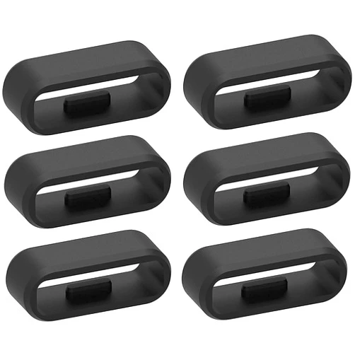 E ECSEM Strap Loop Fastener Rings Compatible with Garmin vivosport Bands 6Pack Black Rubber Replacement Watch Strap Band Keeper Loop Security Holder Retainer Ring for Vivosport Smart Activity Tracker