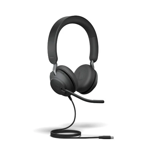 Jabra Evolve2 40 SE Wired Stereo Noise-Cancelling Headset - Features 3-Mic Call Technology and USB-C Cable - Works with All Leading Unified Communications Platforms Such as Zoom & Google Meet - Black